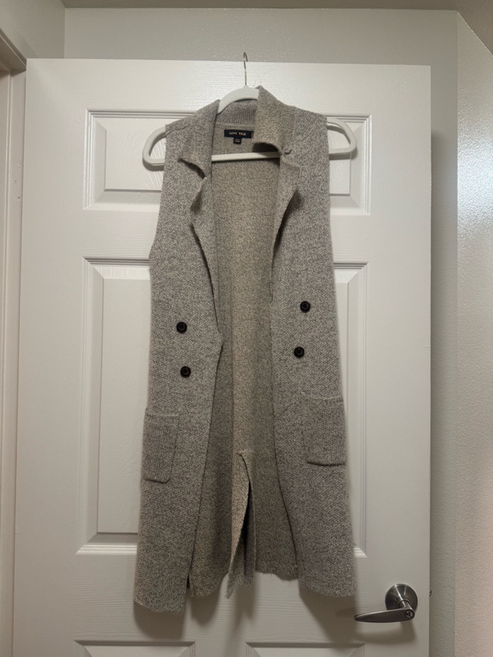 Love Tree Textured Knit Sleeveless Vest in Heather Taupe - Picture 3 of 11